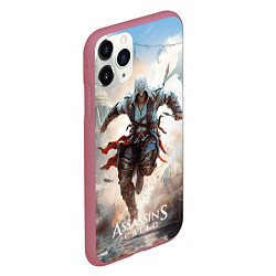 Чехол iPhone 11 Pro матовый Assassins creed паркур, цвет: 3D-малиновый — фото 2