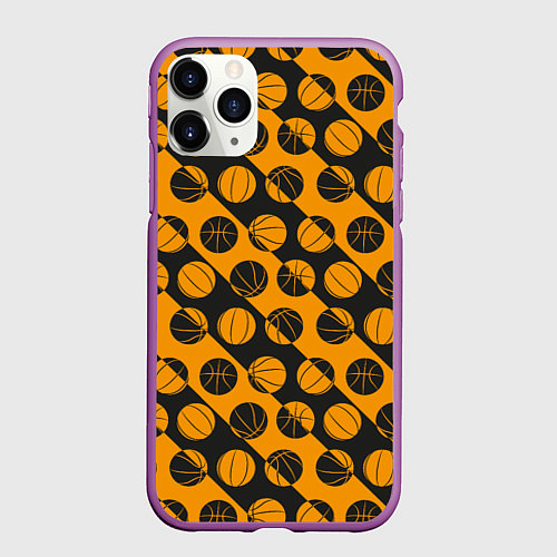 Чехол iPhone 11 Pro матовый Баскетбольный дизайн / 3D-Фиолетовый – фото 1