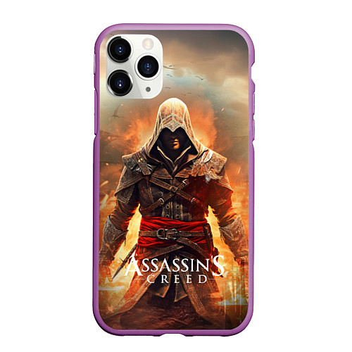 Чехол iPhone 11 Pro матовый Assassins creed старый город / 3D-Фиолетовый – фото 1