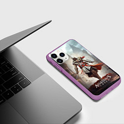 Чехол iPhone 11 Pro матовый Assassins creed старый город, цвет: 3D-фиолетовый — фото 2