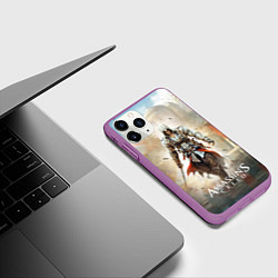 Чехол iPhone 11 Pro матовый Assassins creed poster game, цвет: 3D-фиолетовый — фото 2