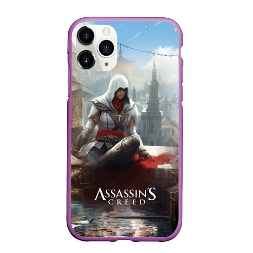 Чехол iPhone 11 Pro матовый Assassins creed poster game / 3D-Фиолетовый – фото 1