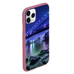 Чехол iPhone 11 Pro матовый Вечерняя Америка - мост, цвет: 3D-малиновый — фото 2