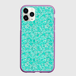 Чехол iPhone 11 Pro матовый Абстрактный бирюзово-белый фон, цвет: 3D-фиолетовый