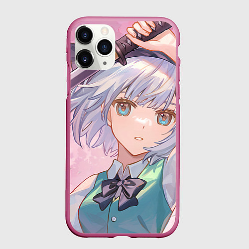Чехол iPhone 11 Pro матовый Touhou Project Youmu Konpaku мило / 3D-Малиновый – фото 1