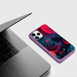 Чехол iPhone 11 Pro матовый Синие и розовые лепестки абстракции, цвет: 3D-фиолетовый — фото 2
