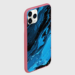 Чехол iPhone 11 Pro матовый Черно-синяя абстракция геометрическая, цвет: 3D-малиновый — фото 2