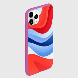 Чехол iPhone 11 Pro матовый Волнистые полосы красные белые синие, цвет: 3D-фиолетовый — фото 2
