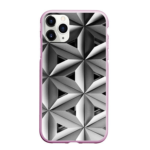Чехол iPhone 11 Pro матовый Черно белый узор / 3D-Розовый – фото 1