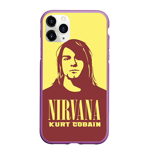 Чехол iPhone 11 Pro матовый Kurt Cobain Nirvana / 3D-Фиолетовый – фото 1