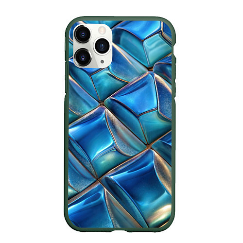 Чехол iPhone 11 Pro матовый Объемная стеклянная мозаика / 3D-Темно-зеленый – фото 1
