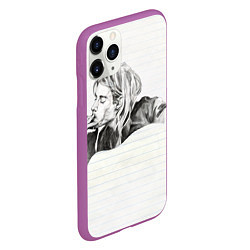 Чехол iPhone 11 Pro матовый Рисунок Курта Кобейна, цвет: 3D-фиолетовый — фото 2