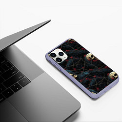 Чехол iPhone 11 Pro матовый Черепа в кустах с шипами, цвет: 3D-светло-сиреневый — фото 2