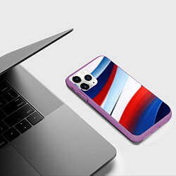 Чехол iPhone 11 Pro матовый Волнистая абстракция в стиле минимализм, цвет: 3D-фиолетовый — фото 2