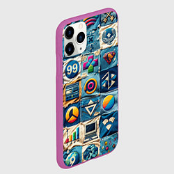 Чехол iPhone 11 Pro матовый Пэчворк деним из девяностых, цвет: 3D-фиолетовый — фото 2