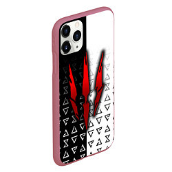 Чехол iPhone 11 Pro матовый Ведьмак - красные следы от когтей, цвет: 3D-малиновый — фото 2