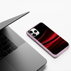 Чехол iPhone 11 Pro матовый Темная красная абстракция на черном фоне, цвет: 3D-розовый — фото 2