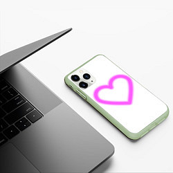 Чехол iPhone 11 Pro матовый Неоновое сиреневое сердце, цвет: 3D-салатовый — фото 2
