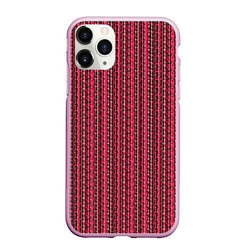Чехол iPhone 11 Pro матовый Красно-розовый искажённые полосы / 3D-Розовый – фото 1