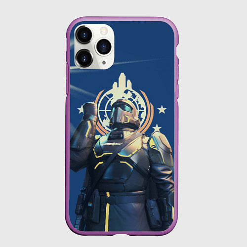 Чехол iPhone 11 Pro матовый Вступай в адские десантники / 3D-Фиолетовый – фото 1