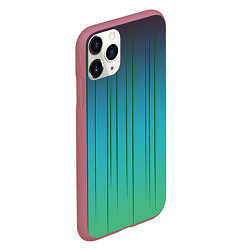 Чехол iPhone 11 Pro матовый Хаотичные зеленые линии, цвет: 3D-малиновый — фото 2