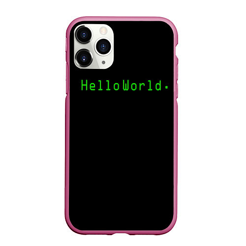 Чехол iPhone 11 Pro матовый Hello world / 3D-Малиновый – фото 1