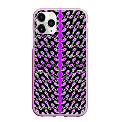 Чехол iPhone 11 Pro матовый Розовые киберпанк ячейки на чёрном фоне