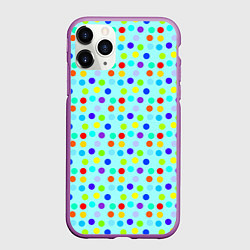 Чехол iPhone 11 Pro матовый Яркий паттерн в горошек, цвет: 3D-фиолетовый