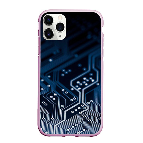 Чехол iPhone 11 Pro матовый Дорожки платы / 3D-Розовый – фото 1