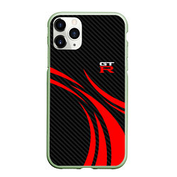 Чехол iPhone 11 Pro матовый GTR Nissan - Carbon and red