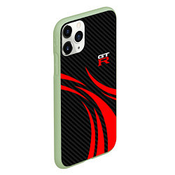 Чехол iPhone 11 Pro матовый GTR Nissan - Carbon and red, цвет: 3D-салатовый — фото 2