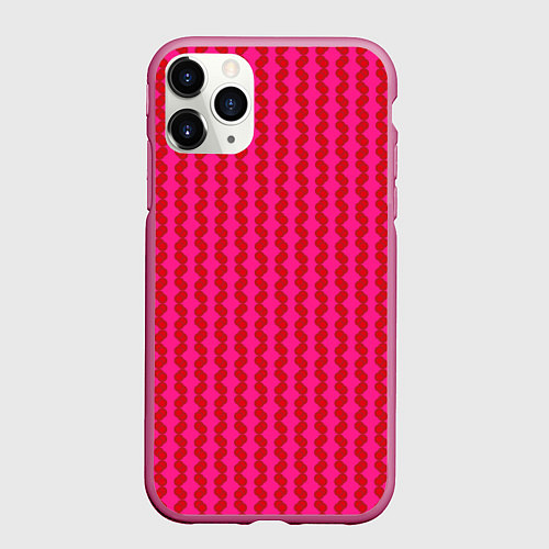Чехол iPhone 11 Pro матовый Паттерн из красных кругов / 3D-Малиновый – фото 1