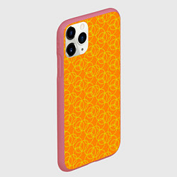 Чехол iPhone 11 Pro матовый Паттерн из окружностей оранжевый, цвет: 3D-малиновый — фото 2