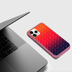 Чехол iPhone 11 Pro матовый Градиент оранжево-фиолетовый со звёздочками, цвет: 3D-малиновый — фото 2