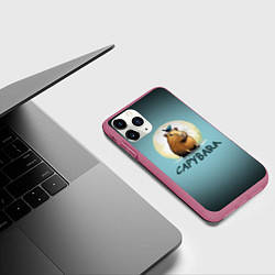 Чехол iPhone 11 Pro матовый Капибара с птичкой на голове, цвет: 3D-малиновый — фото 2