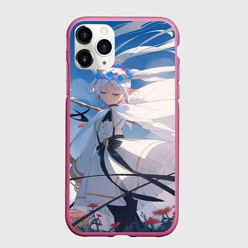 Чехол iPhone 11 Pro матовый Красавица Фрирен / 3D-Малиновый – фото 1