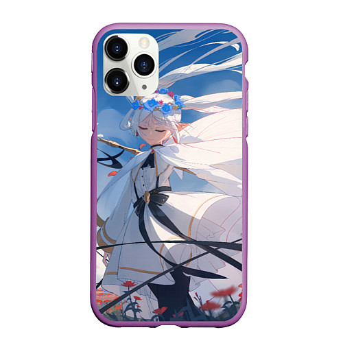 Чехол iPhone 11 Pro матовый Sousou no Frieren Фрирен beautiful / 3D-Фиолетовый – фото 1