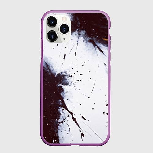 Чехол iPhone 11 Pro матовый Брызги и мазки красками / 3D-Фиолетовый – фото 1