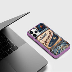 Чехол iPhone 11 Pro матовый Vintage vanguard jeans - patchwork, цвет: 3D-фиолетовый — фото 2