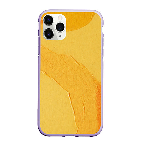 Чехол iPhone 11 Pro матовый Желтая краска / 3D-Светло-сиреневый – фото 1