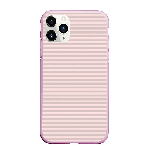 Чехол iPhone 11 Pro матовый Бледный серо-розовый в полоску / 3D-Розовый – фото 1