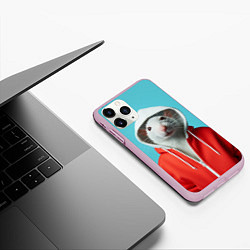 Чехол iPhone 11 Pro матовый Крыс в балахоне, цвет: 3D-розовый — фото 2