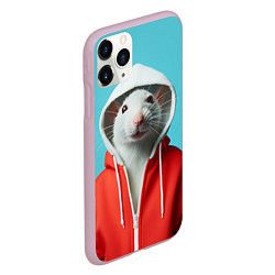Чехол iPhone 11 Pro матовый Крыс в балахоне, цвет: 3D-розовый — фото 2