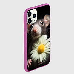 Чехол iPhone 11 Pro матовый Крыс и ромашка, цвет: 3D-фиолетовый — фото 2