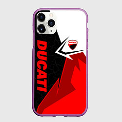 Чехол iPhone 11 Pro матовый Ducati moto - красная униформа, цвет: 3D-фиолетовый