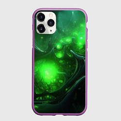 Чехол iPhone 11 Pro матовый Зеленая кислотная яркая неоновая абстракция