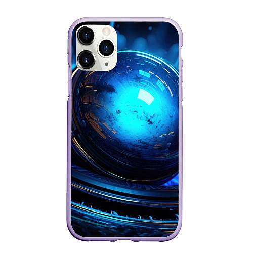 Чехол iPhone 11 Pro матовый Кислотная синяя яркая неоновая абстракция / 3D-Светло-сиреневый – фото 1