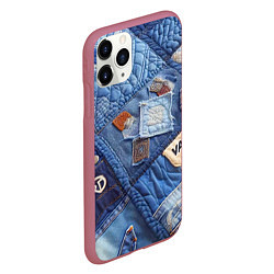 Чехол iPhone 11 Pro матовый Vanguard jeans patchwork - ai art, цвет: 3D-малиновый — фото 2