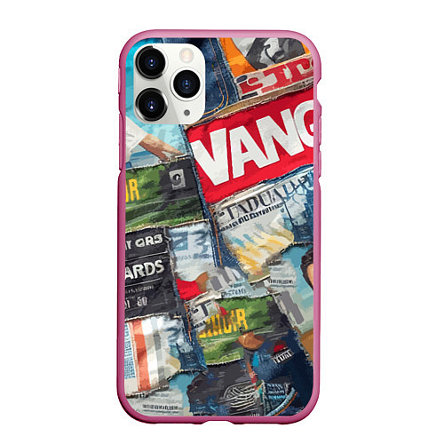 Чехол iPhone 11 Pro матовый Vanguard collage - ai art patchwork / 3D-Малиновый – фото 1