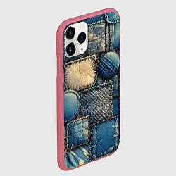 Чехол iPhone 11 Pro матовый Denim patchwork - ai art, цвет: 3D-малиновый — фото 2